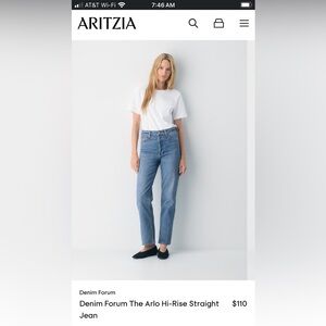 Aritzia Denim Forum Arlo straight leg jeans, 24
